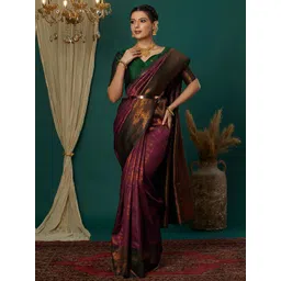Mitera Ethnic Motifs Woven Design ZariBanarasi Saree-picture-28