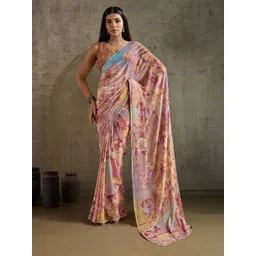 Mitera Floral Beads and Stones Poly Georgette Saree-picture-37