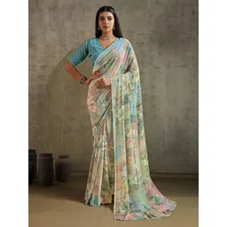 Mitera Floral Beads and Stones Poly Georgette Saree-picture-38