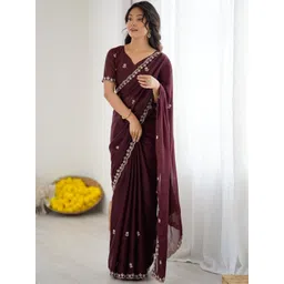 Mitera Floral Embroidered Poly Georgette Designer Saree-picture-23