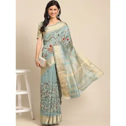 Mitera Floral Embroidered Zari Silk Cotton Mysore Silk Saree-picture-37