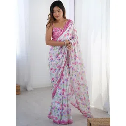 Mitera Floral Mirror Work Pure Chiffon Saree-picture-35