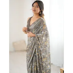 Mitera Floral Poly Georgette Designer Saree image 5