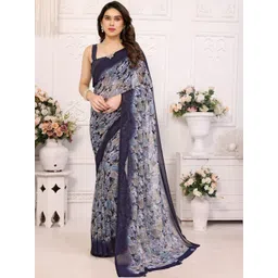 Mitera Floral Poly Georgette Designer Saree image 1