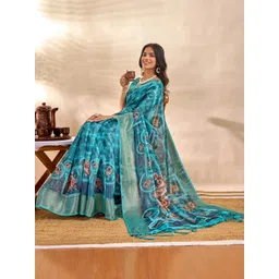 Mitera Floral Printed Zari Banarasi Saree-picture-10