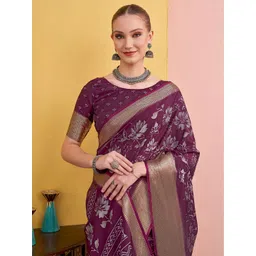 Mitera Floral Printed Zari Border Saree-picture-17