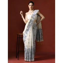 Mitera Floral Printed Zari Chanderi Saree-picture-20