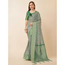 Mitera Floral Printed Zari Pure Silk Saree-picture-36