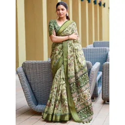 Mitera Floral Printed Zari Saree-picture-11