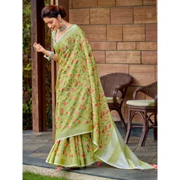Mitera Floral Printed Zari Saree-picture-12