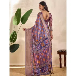 Mitera Floral Printed Zari Saree image 3