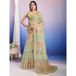 Mitera Floral Sequinned Organza Saree-picture-16