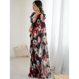 Mitera Floral Sequinned Poly Georgette Designer Saree image 4