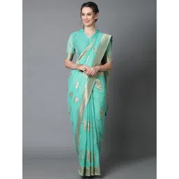 Mitera Floral Woven Design Zari Silk Blend Banarasi Saree-picture-26