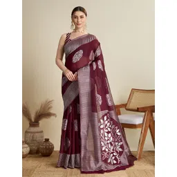 Mitera Floral Woven Design Zari Silk Saree With Matching Blouse-picture-20