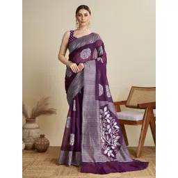 Mitera Floral Woven Design Zari Silk Saree With Matching Blouse-picture-33