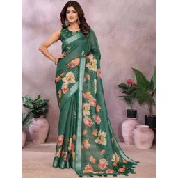 Mitera Floral Zari Linen Blend Saree-picture-15