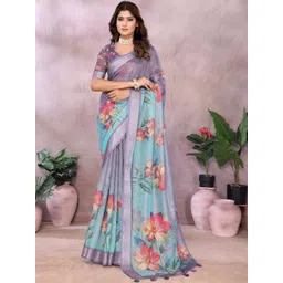 Mitera Floral Zari Linen Blend Saree-picture-16