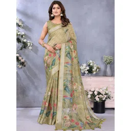 Mitera Floral Zari Linen Blend Saree-picture-17