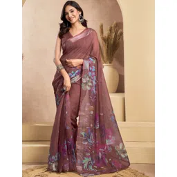 Mitera Floral Zari Linen Blend Saree-picture-34