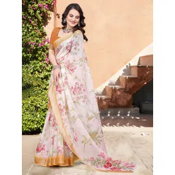 Mitera Floral Zari Pure Cotton Saree-picture-38