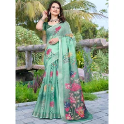 Mitera Floral Zari Pure Cotton Saree-picture-36