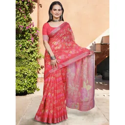 Mitera Floral Zari Pure Cotton Saree-picture-22