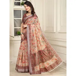 Mitera Floral Zari Pure Cotton Saree image 2