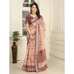 Mitera Floral Zari Pure Cotton Saree image 4