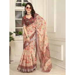 Mitera Floral Zari Pure Cotton Saree image 3