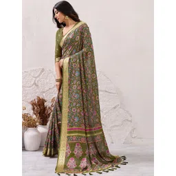 Mitera Floral Zari Pure Crepe Saree-picture-11