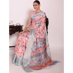 Mitera Floral Zari Silk Blend Saree-picture-16