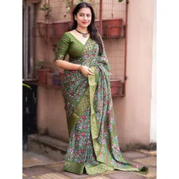 Mitera Kalamkari Printed Zari Saree-picture-22