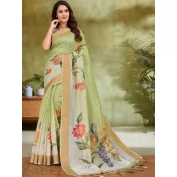 Mitera Kalamkari Printed Zari Saree With Blouse Piece-picture-25