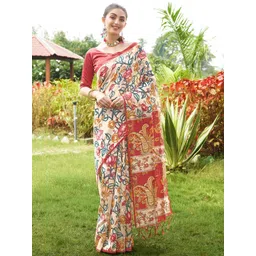 Mitera Kalamkari Silk Blend Designer Tussar Saree-picture-35