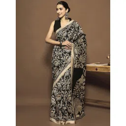 Mitera Kalamkari Silk Blend Ready to Wear Bagru Saree-picture-37