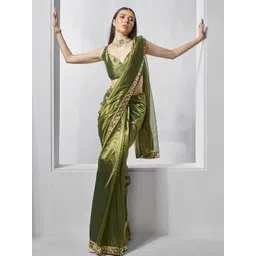 Mitera Mirror Work Organza Saree-picture-32