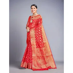 Mitera Polka Dot Woven Design Organza Banarasi Silk Saree-picture-25