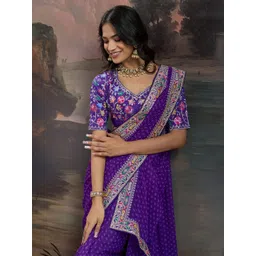 Mitera Printed Sequinned Pure Georgette Bandhani Saree-picture-33