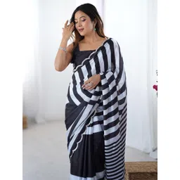 Mitera Striped Mirror Work Pure Chiffon Saree-picture-32