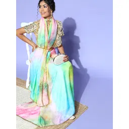 Mitera Tie And Dye Saree With Embellished Border-image-21