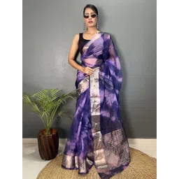 Mitera Tie and Dye Zari Organza Saree-picture-20