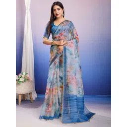 Mitera Women Floral Sequinned Organza Ready to Wear Saree-picture-27