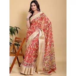 Mitera Women Kalamkari Zari Banarasi Saree-picture-27
