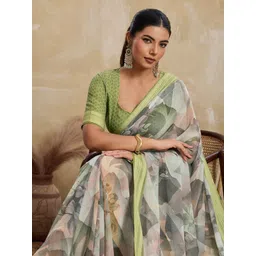 Mitera Women Pure Georgette Floral Printed Zari Saree-picture-39