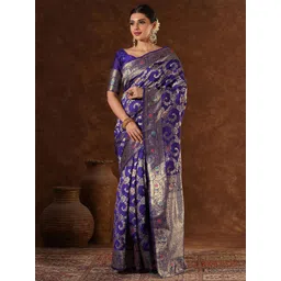 Mitera Women Woven Design Zari Silk Blend Designer Banarasi Saree-picture-34