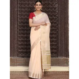 Mitera Woven Design Zari Saree With Contrast Blouse Piece-picture-36
