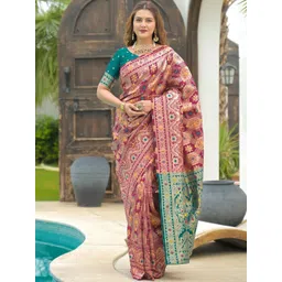 Mitera Woven Design Zari Saree With Unstiched Blouse Piece-picture-37