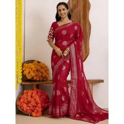 Mitera Woven Design Zari Saree With Unstitched Blouse-picture-38