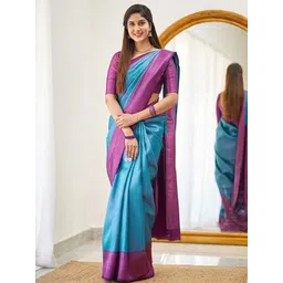 Mitera Woven Design Zari Silk Blend Banarasi Saree-picture-20